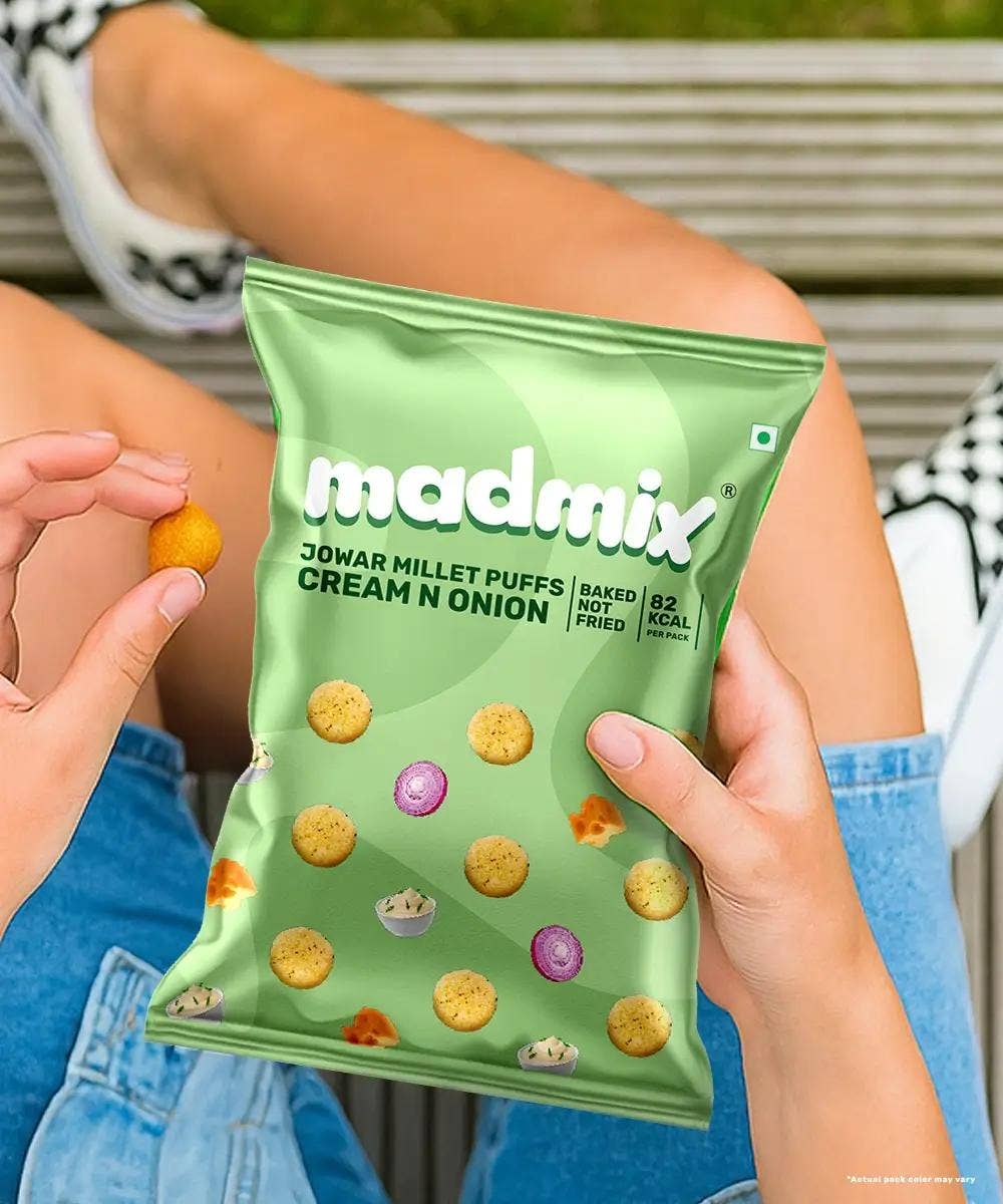 Madmix Jowar Millet Puffs - Cream and Onion