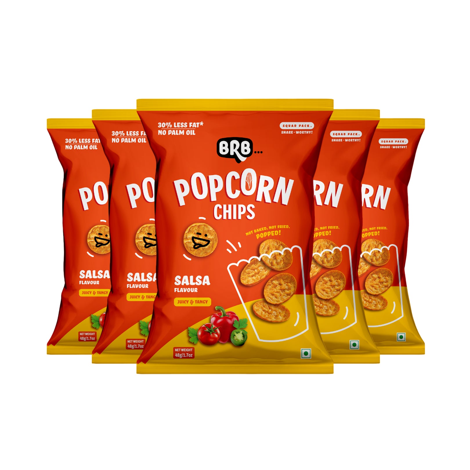 BRB Corn Popped Chips | Salsa - Flavour | Not Fried. Not Baked | No Palm Oil, Healthy Snack