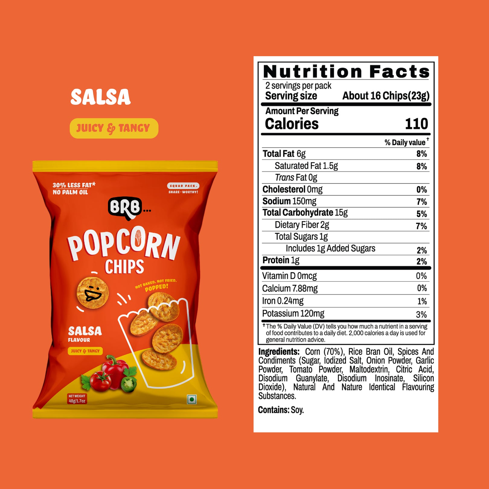 BRB Corn Popped Chips | Salsa - Flavour | Not Fried. Not Baked | No Palm Oil, Healthy Snack